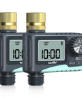 Brass Swivel Sprinkler Timer Set For Garden Hose, 2-Pack No-Fuss Programmable Hose Timer With Rain Delay And Manual Watering