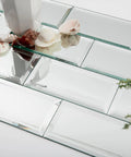Close-up of Mirror Peel And Stick Subway Tile Beveled Glass Backsplash For Kitchen And Bathroom Wall 3x6 Inch