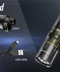 920 Lumen ARC Rail Tactical Helmet Light Rechargeable Rotary Mount With Red Light 360 Degree Rotation Eight Position Lock One Hand Operation For Ops-Core ARC Helmets with accessories including MT10C flashlight, USB cable, and LMA1 mount.