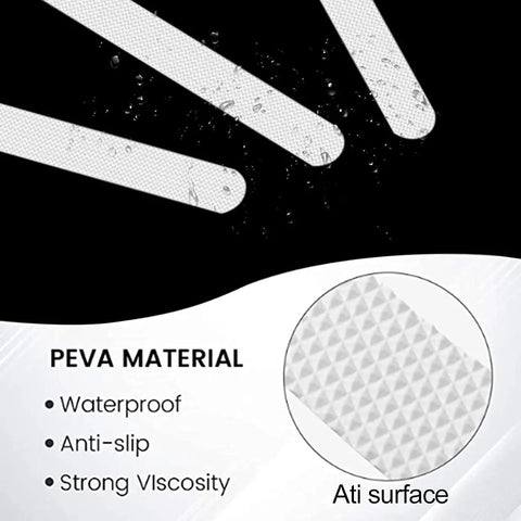 Close-up of Grippy Non Slip Bathtub And Shower Stickers Set 24 Pieces 8 By 0.8 Inch Anti Skid Treads Tape material and texture detail.