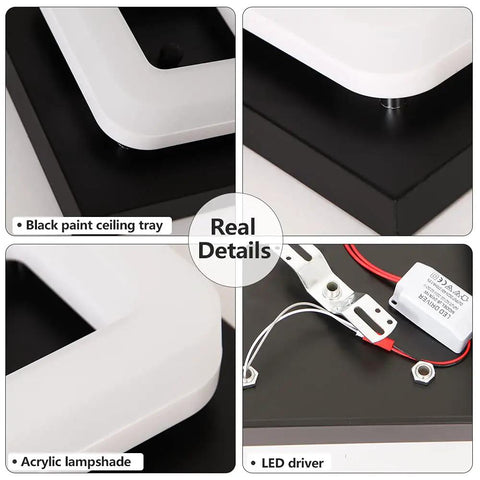 Modern Bathroom Ceiling Light Led 12W Soft White Eye Friendly Surface And Flush Mount Square Ceiling Lamp internal details
