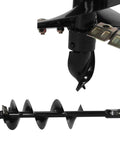 Close-up of a 12 Inch By 52 Inch Spiral Excavator Auger With 2 Inch Hex Connection, showing drill bit and hex connection details.