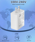 UL Listed 5V 2A USB Wall Charger 2 Pack Fast Charging Plug For iPhone And Apple Watch Travel Ready Go To Compact Block Cube Works Worldwide 100-240V, white USB wall charger