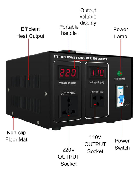 Heavy Duty Step Up And Down Transformer 220V To 110V 2000W Voltage Converter 120V To 240V Power Transformer with sockets