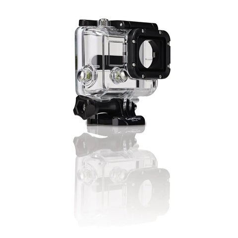 Hero3 Replacement Housing for Action Cameras, Waterproof to 60m, showing clear durable build with black edges, skeleton backdoor visible.