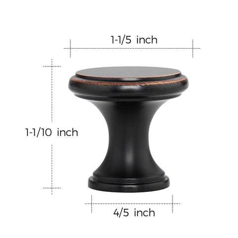 Slick Oil Rubbed Bronze Kitchen Cabinet Knob with dimensions, solid zinc build, easy install hardware, durable rustic vibe, 10 pack