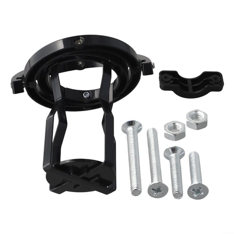 Self Leveling Cup Holder With Gyroscopic Anti Spill Guard, 60 Degree Rotating Clamp For Motorcycle Truck Tractor Scooter, Lock Those Drinks Down On Rough Roads, Universal Fit For Hot And Cold Cups And Cans, Black with installation screws and nuts.