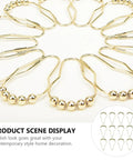 Gold Stainless Steel Shower Curtain Hooks Set Of 24 With 5 Bead Rollerball Design arranged in a circle view