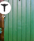 Green wood gate with inset showing Beefed Up Heavy Duty Gate Hinges For Wood Gates T Post Hinges Black Fence Kit