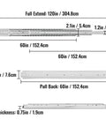 Beefy Heavy Duty Drawer Slides 60 Inch 500 Lb Capacity Full Extension Side Mount Ball Bearing Rails With Dual Lock dimensions