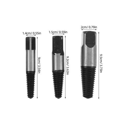 8Pcs Heavy Duty Steel Broken Screw Extractor Kit Removes Stripped Bolts Damaged Threads And Rusty Fasteners With Easy Grip Twist Drivers showing three sizes