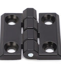 Zinc Alloy Door Switch Hinge With Double Spring, Screw Mount Cabinet Dampener, 39x40mm, black finish, four screw holes, close-up view