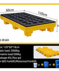 Heavy Duty Modular Oil Spill Containment Tray, 120x60cm, polyethylene, for safe fluid management, no drain design.