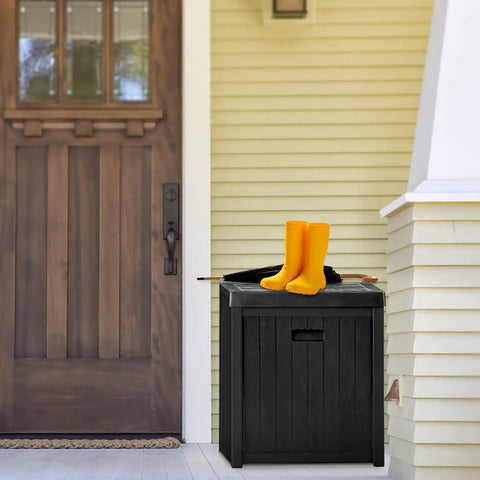 52 Gallon Outdoor Storage Box Deck Box Weatherproof Bench Black That Doubles as Extra Seating Waterproof Patio Chest Heavy Duty 440 Lb Capacity For Patio Use