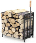 15.5 Inch Compact Metal Firewood Rack With Built In Fire Blower For Indoor And Outdoor Use With Fireplaces Stoves And Grills