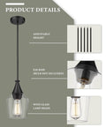 2 Pack Black Pendant Light Set With Wine Glass Shade, Modern Hanging Ceiling Fixtures, Adjustable Height, E26 Base Details