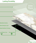 Diagram showing layers of Gold Marble Peel And Stick Subway Tile Set 16 Sheets 4x12 Inches Self Adhesive Stone Composite Backsplash Tiles