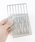 Premium Stainless Steel Diamond Painting Rulers held in hand, showing precise metal templates for art alignment.