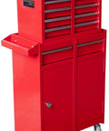 Rolling Garage Workshop Tool Organizer With Detachable Four Drawer Chest Large Storage Cabinet And Adjustable Shelves Lockable Steel Construction Red Finish