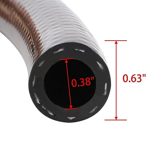 Close-up of the Universal 3/8 Inch Boat Fuel Line Assembly Kit showing internal diameter and texture, fits multiple vehicles.