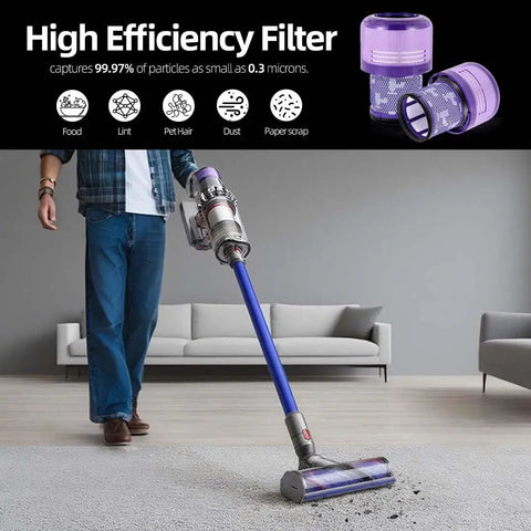 Filter image illustrating 2 Pack Replacement Vacuum Filters For V11 Animal V11 Torque Drive V11 Complete V11 Extra And V15 Detect V15s Detect Cordless Vacuums Washable Reusable Pet Hair Dirt Dust