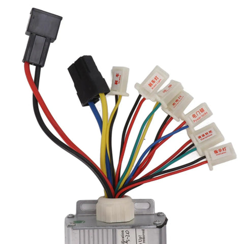 48V 1000W Brushed Motor Speed Controller With Ignition Switch And Blue Throttle in aluminum enclosure, colored wires visible