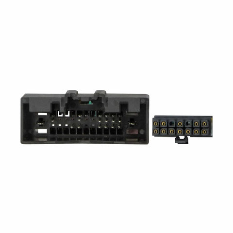 Close-up of Radio Replacement Interface With Steering Wheel Controls For Ford Focus 2015 2018 Non Amplified Factory Radio 4.2 Inch Screen Plug And Play LFD10 Car Stereo Wiring Harness Kit connectors.