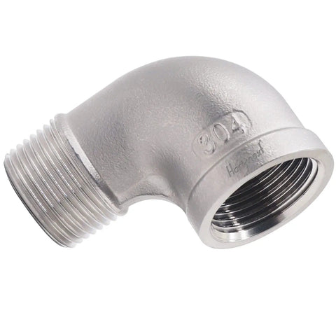 Stainless Steel NPT Three Quarter Inch Elbow Fitting 90 Degree With Male And Female Threads For Water Air Hose And PVC Tubing Cast 304 Stainless