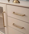U Shaped Antique Brass Brushed Furniture Handle With Solid Shell Drawer Knob for cabinets, long pull 320mm pitch row, on drawers
