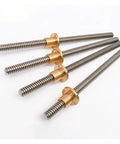 Premium T20 Trapezoidal Lead Screw Kit With Corrosion Resistant Brass Nut, 1000mm long, four heavy-duty lead screws with brass nuts.