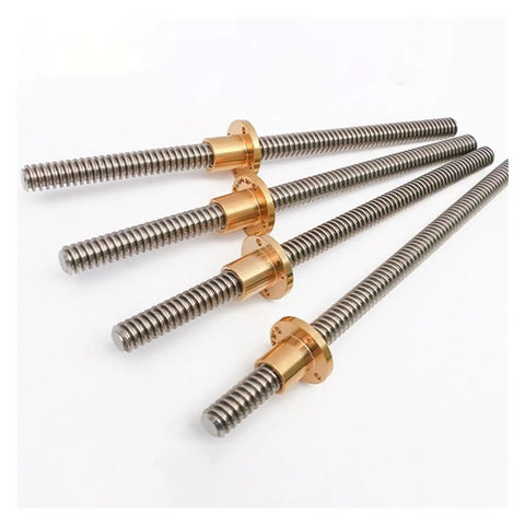 Premium T20 Trapezoidal Lead Screw Kit With Corrosion Resistant Brass Nut, 1000mm long, four heavy-duty lead screws with brass nuts.