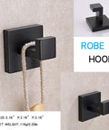 Matte Black Stainless Steel Wall Hooks Two Pack Heavy Duty Coat and Towel Hangers for Bathroom and Kitchen Square Modern Mount
