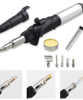 Butane Soldering Iron Kit With Self Ignition, Adjustable Flame Up To 2372 F, Cordless Soldering Heat Gun With 6 Tips shown