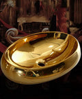 Top Shelf Ceramic Vessel Sink With Faucet Oval Countertop Wash Basin Perfect For Bath Remodels Built To Handle The Daily Grind No Fuss Cleanup Keeps Your Restroom Looking Crisp And Clean All Year Round, golden oval ceramic basin.
