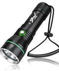 Beast Underwater Dive Light 1500 Lumen Rechargeable Flashlight IPX8 Waterproof 3 Modes With Power Indicator For Night Scuba Diving And Snorkeling Safety Gear, black aluminum with wrist strap