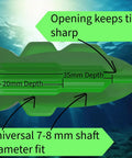 Spear Shaft Tip Protector Soft Safety Cap with universal 7–8 mm shaft fit and depth measurements for anti-stab cover use.