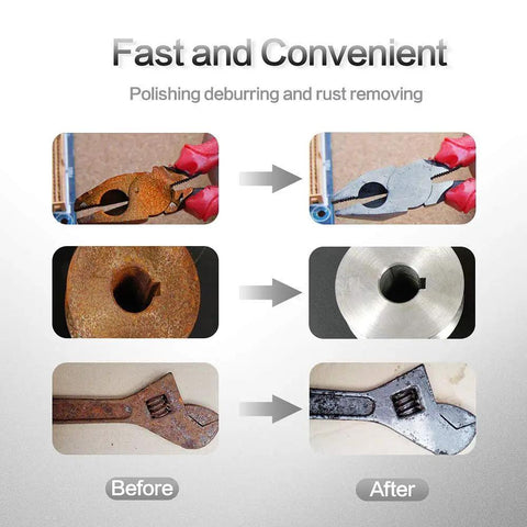 Before and after using 2 Inch Die Grinder Sanding Discs Set With 125Pcs 36 Grit Zirconia Roll Lock Discs And One Quarter Inch Holder
