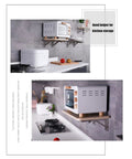 Built Tough Stainless Steel Foldable Wall Shelf Brackets holding a microwave in a modern kitchen setting with countertop.