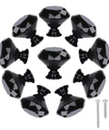 Slick Black Diamond Crystal Glass Drawer Knobs 30mm 10 Pack With Screws In Three Lengths 0.8in 1.0in 1.4in For Cabinets Dressers Cupboards Chests And Home Office Furniture.