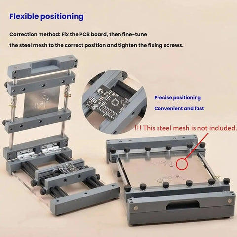 Manual Solder Paste Screen Printer For PCBs With 80mm Scraper showing precise alignment mechanism