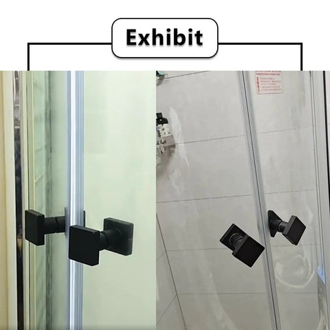 Back To Back Matte Black Aluminum Shower Door Handle Set With Round Knob Double Sided Bathroom Grab Bar Push Pull Handles Durable Aluminum Alloy Construction No Fuss Install Modern Space Saver For Bathrooms on glass shower door
