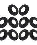 10pcs Rubber Bathtub Drain Stopper Washer Black for Pop up Tub, resilient rubber gaskets, designed to prevent water leakage.