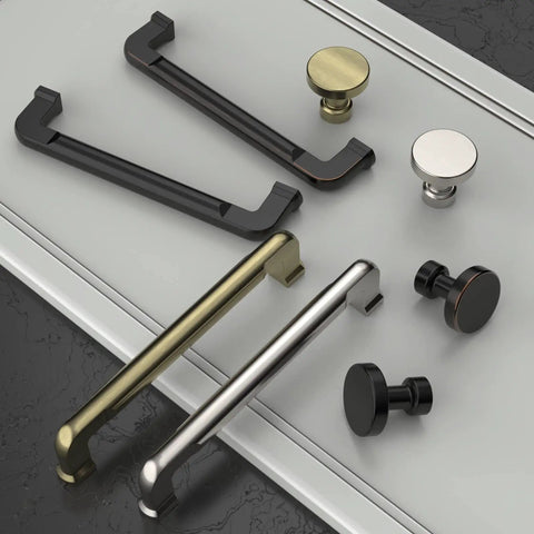 Assorted cabinet knobs and pulls including 20 Pack One And A Quarter Inch Brushed Satin Nickel Cabinet Knobs For Kitchen Cabinets And Dresser Drawers Zinc Hardware Easy Install Durable Cupboard Pulls