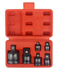 Heavy Duty 6 Piece Impact Socket Adapter Kit Set With Carrying Case For Reliable Driver Wrench Size Conversion Reducer Tools Perfect For Home Garage Or Shop Projects, red case open