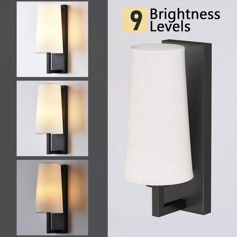 Cordless Two Pack Rechargeable Wall Sconces With Remote, No Drill Installation, Dimmable LED Light, 9 Brightness Levels