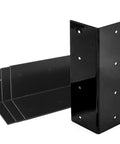 Heavy Duty L Brackets For Raised Garden Beds 4 Pack 9 By 3 Inch Black Steel Corner Braces Pre Drilled Holes arranged showing support angles.