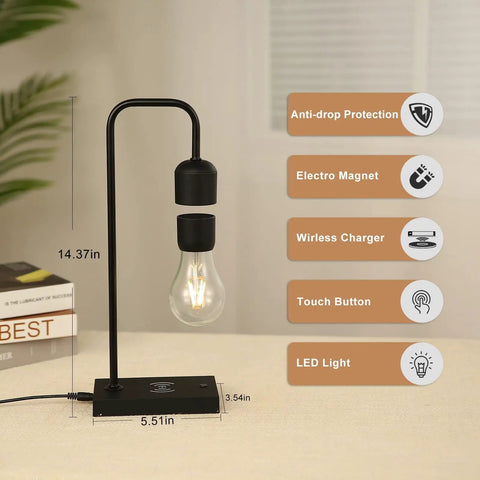 Dope Magnetic Levitating Lamp With Floating LED Bulb Wireless Charging Desk Light Auto Control Touch Switch in home office