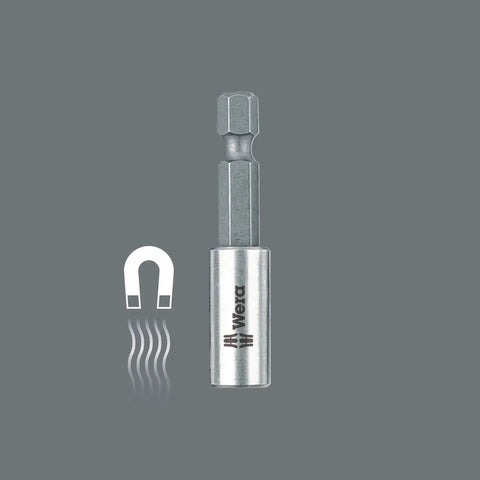 Pozidriv Mini-Check PZ Sheet Metal Bit Set With Universal Bit Holder, shown with magnetic feature icon.