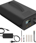 Portable Capacitor Spot Welder With Crisp LCD Display And 120 Pulse Controls For Effortless 18650 Battery Packing And Slim Nickel Strips, with power supply and tools.