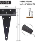 10 Inch T Strap Heavy Duty Door Hinges Black Tee Hinge For Wood Fences Gardens Barn Doors And Gates Rustproof 1/8 Inch Steel